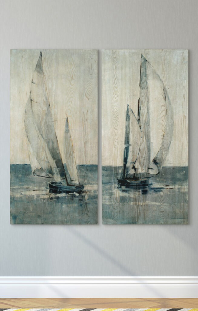 2 sailor paintings side by side